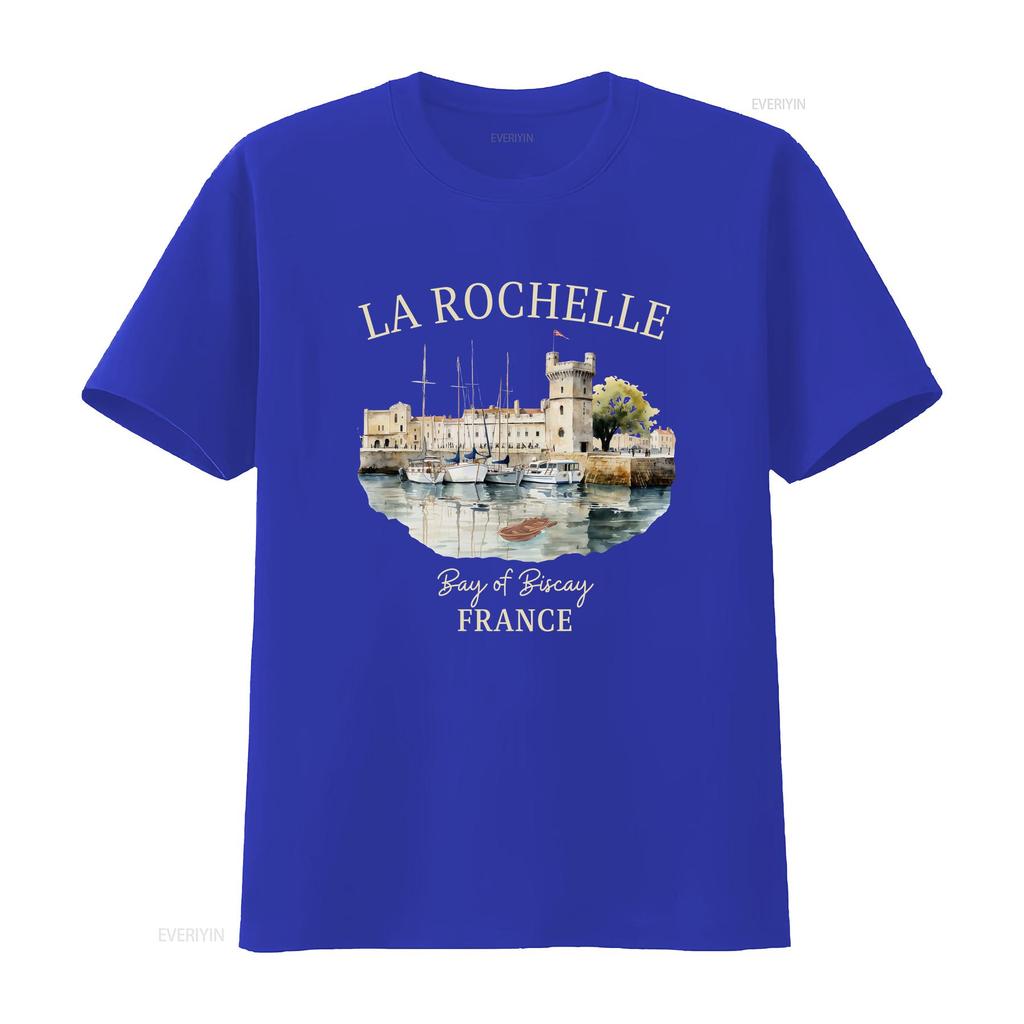 La Rochelle T-Shirt Weich Frankreich Urlaubsbekleidung Souvenir Vintage Gewaschen Vielseitiges Oberteil Für Den Alltag Dehnbar Atmungsaktiv