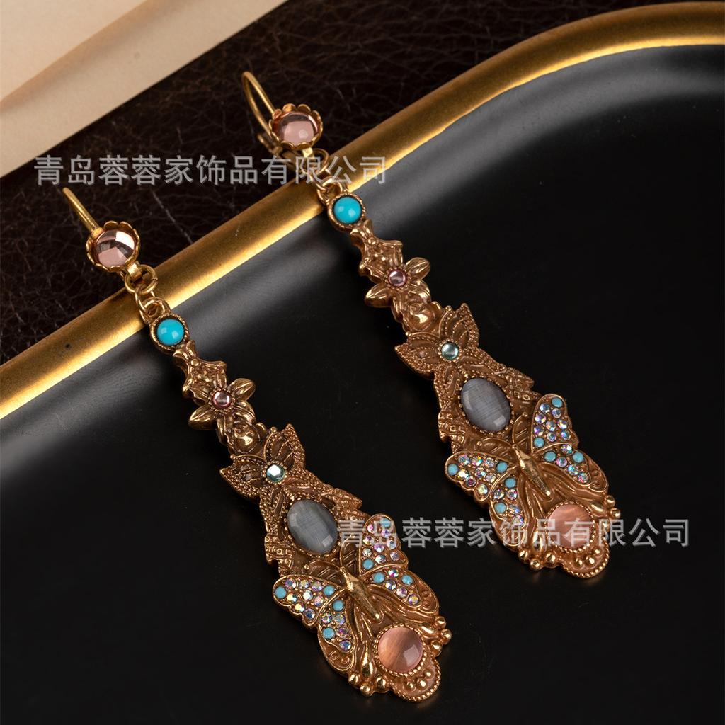Antique Jewelry Fairy Style Retro Palace Heavy Industry Unique Gold Earrings