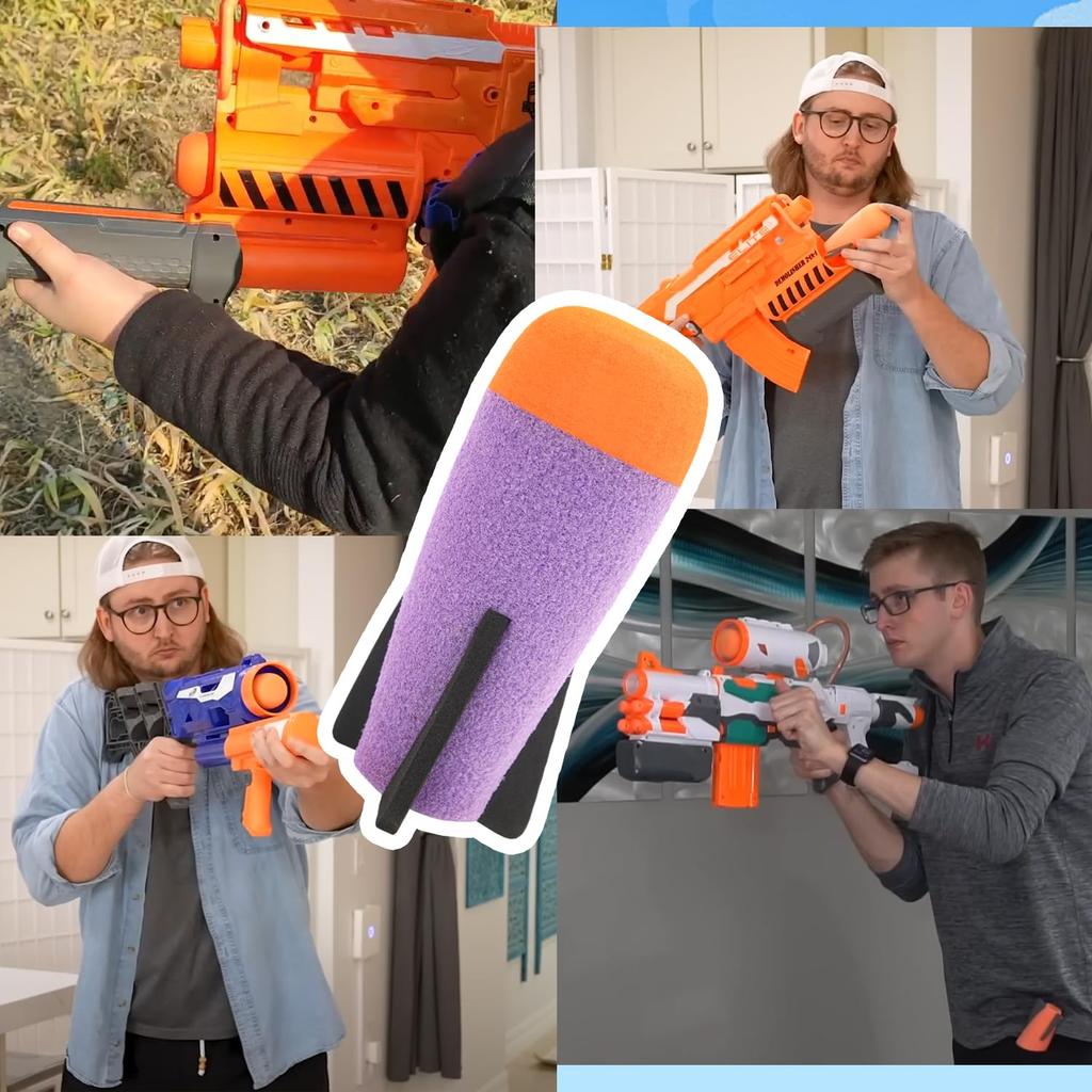 TORMEN Nerf Compatible Missile Refill Rocket Darts, Set of 3, Foam Bullets for Launchers, for Toy Projectiles (Purple)