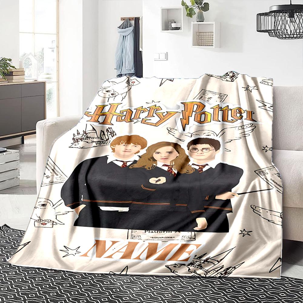 Custom Name "Magic School Adventure" blanket for Couch & Bed, Plush Cozy Fuzzy Blanket Super Soft & Warm Blankets for Fall and Winter. 090885