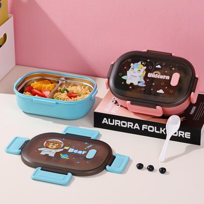 Boîte à Lunch 900 ml Acier Inoxydable Hermétique Boîte Bento Enfants École Bureau Pique-nique Mignon Récipient Alimentaire Portable Haute Capacité Vaisselle