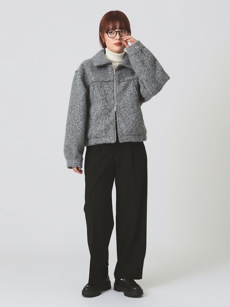 Ray Beams Women's Loop Shaggy Zip Blouson, Gray 0