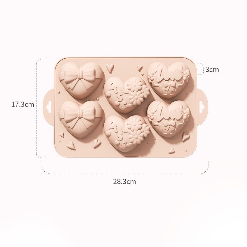 Silikon-Kuchenform 3D, Lebensmittelqualität, 6-fache Haushalts-Backform