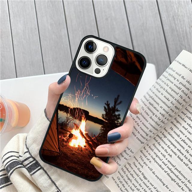 Camping Illustration Coque Shell For iPhone 17 Air 15 16 14 13 12 Pro Max 11 Pro Max Plus Phone Case Cover