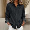 Women's Casual Long Sleeve Denim- Shirt with Stand Collar for Everyday Wear