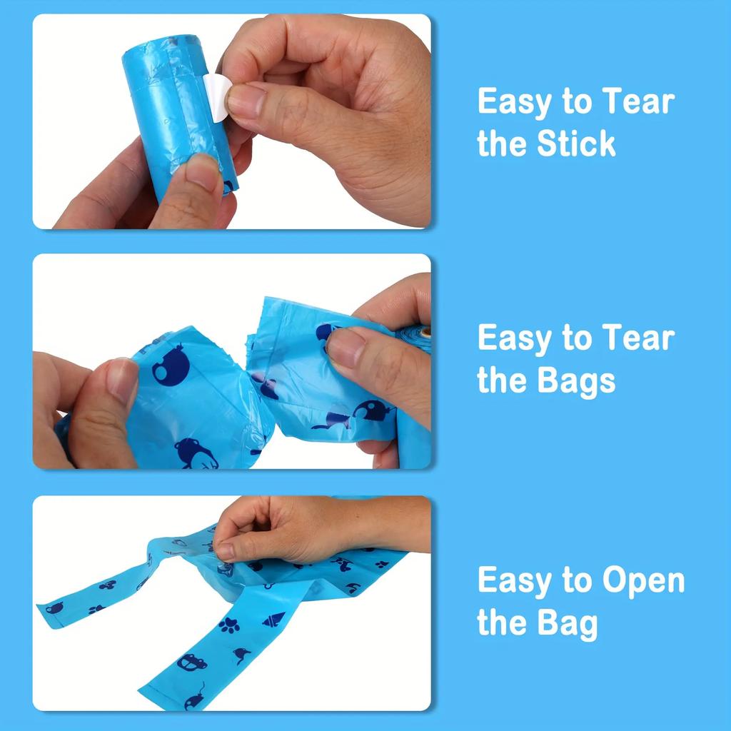 Pet Waste Bags for Dogs - 60 Count Small Roll - Creative Design Poop Bags for Dog Walking and