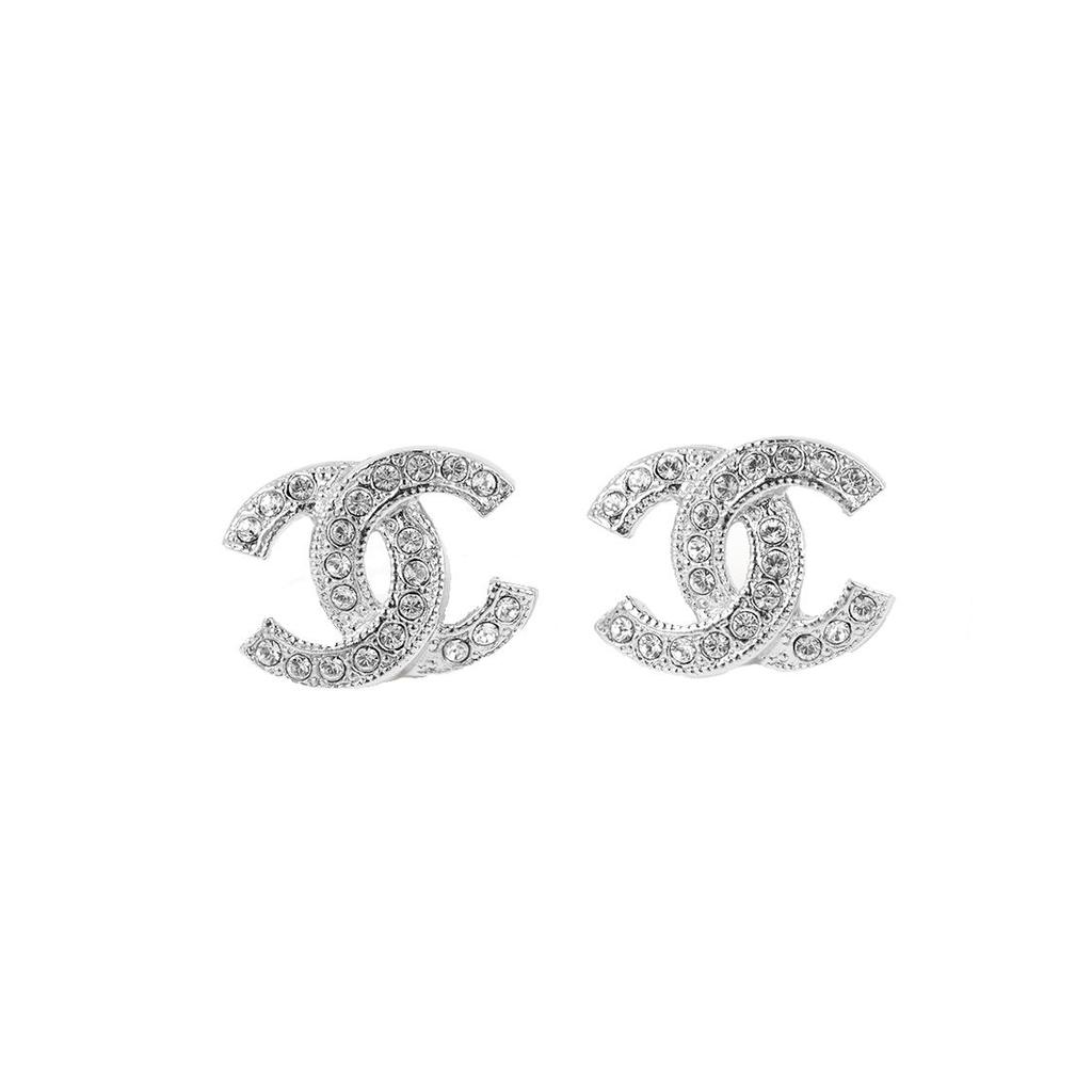 Chanel Logo Kristal Metaal Oorbellen Dames oorbellen Zilver A88429-Y02003-Z3502