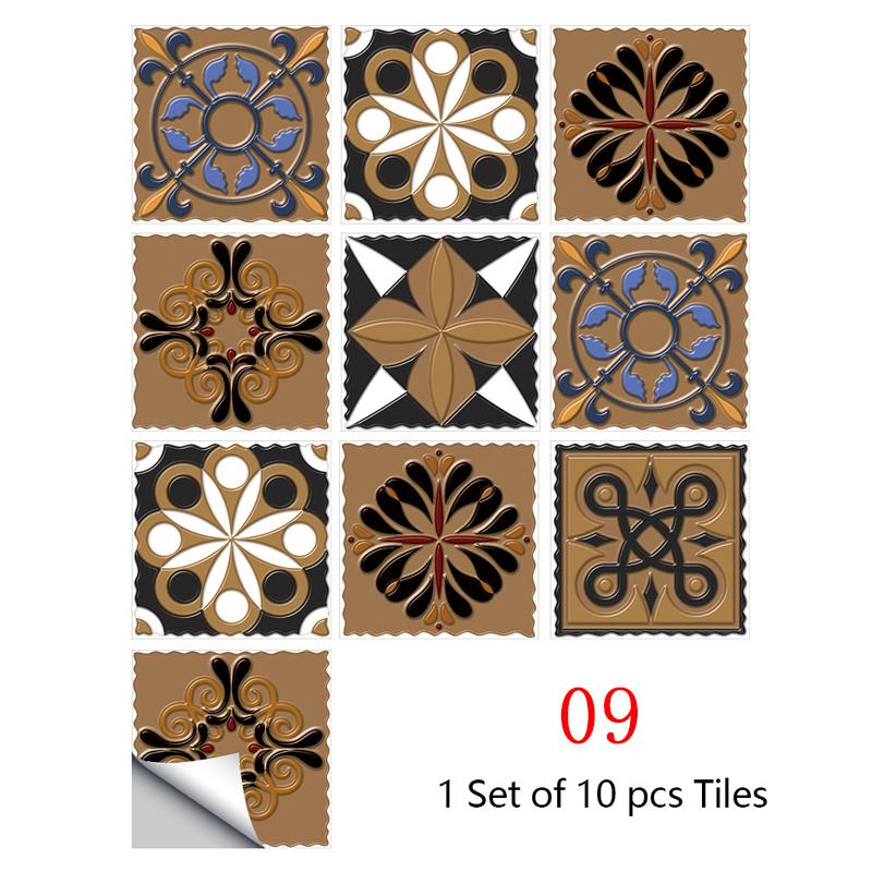 10 pezzi Adesivo da bagno Adesivo da parete Adesivo per piastrelle impermeabile Decalcomanie per piastrelle a forma di fiore Decorazione per la casa