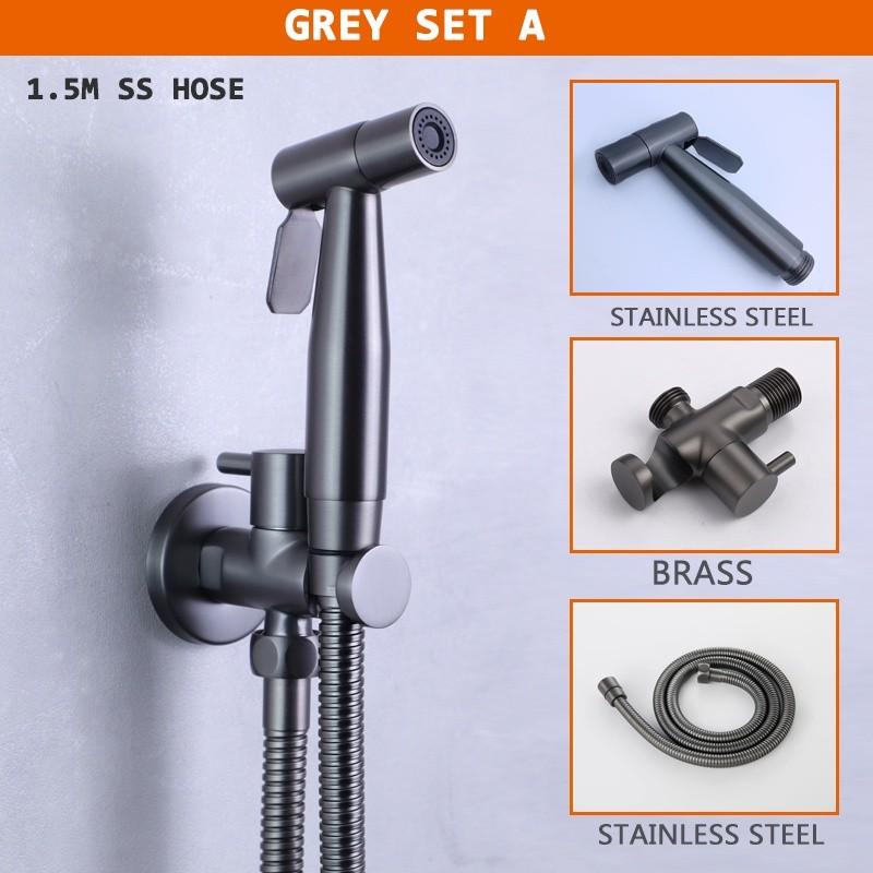 Stainless Steel Sprayer Matt Black Gold Toilet Partner Brass Cold Valve Metal Grey Gloss Chrome Household Bidet Sprayer Set