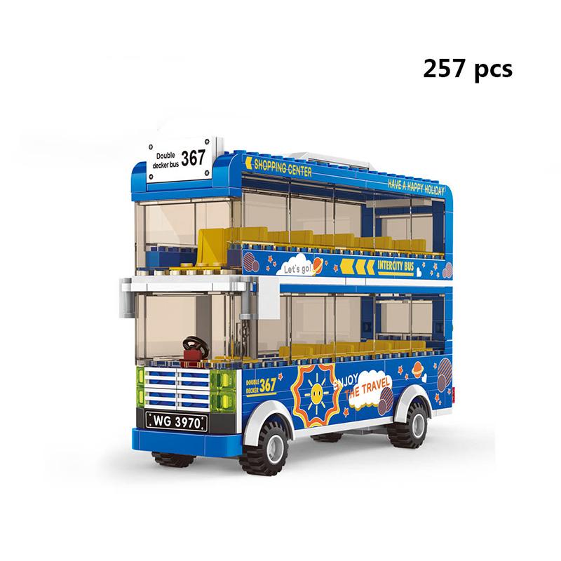 Technical Tour Bus Car City Vehicle School Bus Container Truck Building Blocks Goods Vehicle Creative MOC Racing Toys