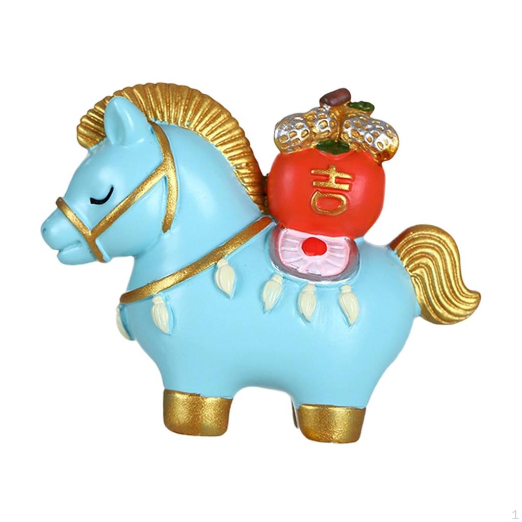Horse Figurine Desktop Ornament Art Crafts Cartoon Resin Feng Shui Gift Animal Sculpture for Desk