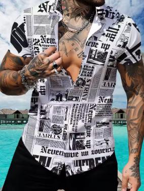 2026 summer new men s letter printing short-sleeved shirt casual fashion comfortable soft breathable XXS