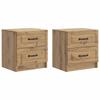 Nightstand Set of 2 Artisan Oak Finish 43 X 34.5 X 44.5 Cm