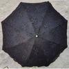 Koronkowy Parasol Słoneczny dla Kobiet, Ochrona przed Słońcem i Wiatrem, 3-składany Odporny na UV Parasol Przeciwsłoneczny, Osłona Przeciwsłoneczna