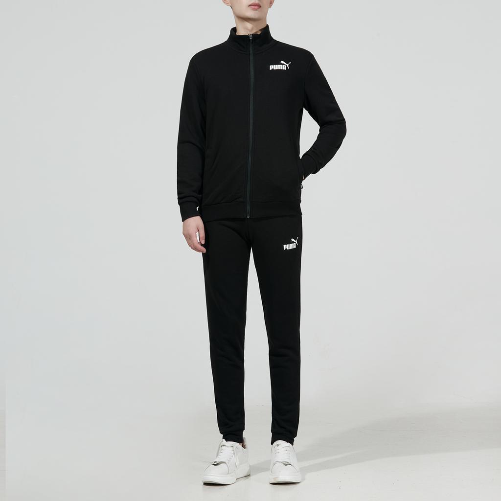 Puma Clean French Terry Sweat Suit Knit Casual Jacket And Pants Set Men Sweat Suit Black 534517-01