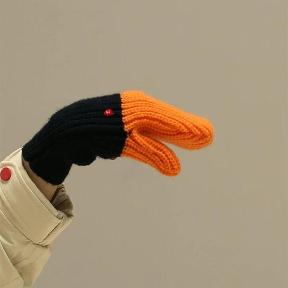 Creative Knitted Goose Gloves Funny Swan Gloves Fashion   Winter