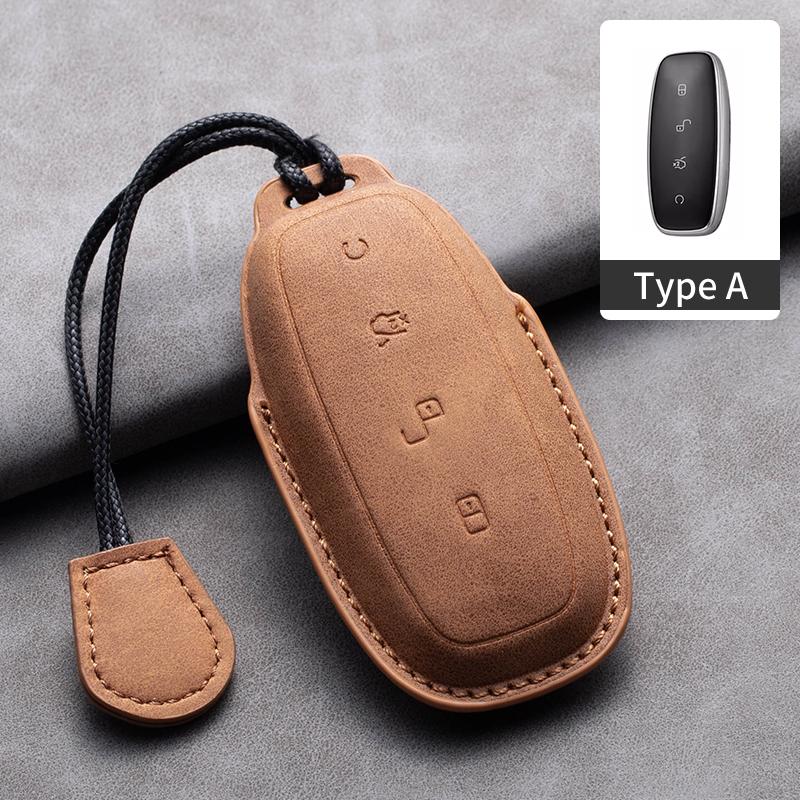 Leather Car Key Case Cover for BYD DENZA D9 2025 for Denza D9 DM-i 2025 2025 Auto Key Fob Shell Car Styling Keychain Accessory