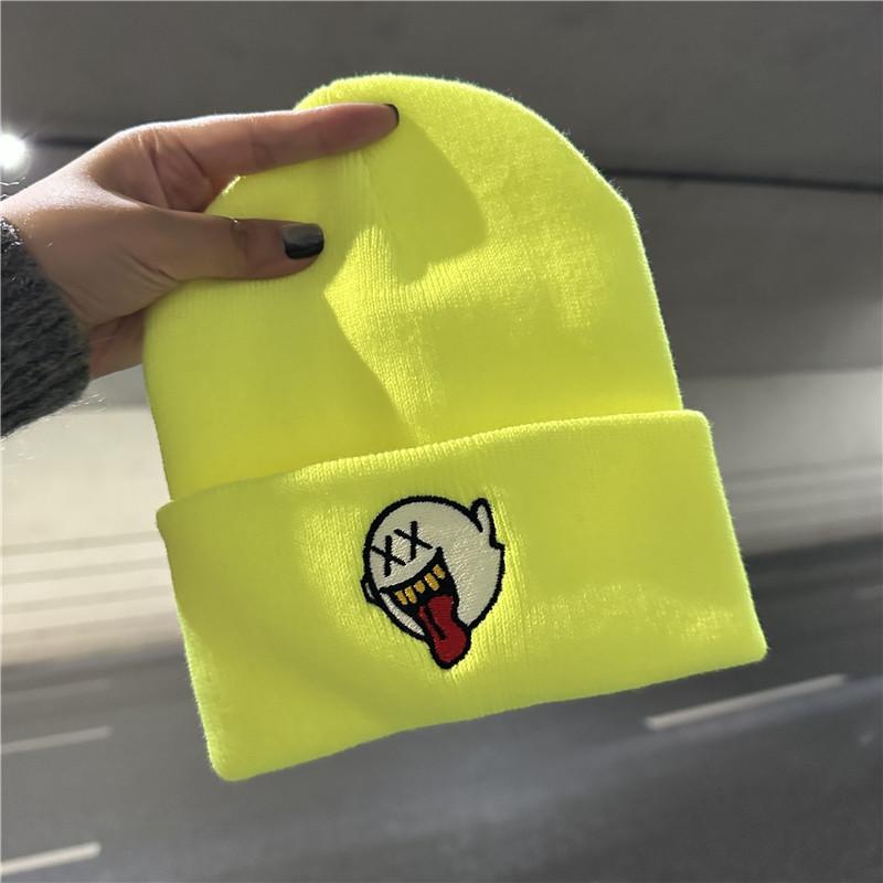 Hat women's autumn and winter versatile embroidered wool hat warm and cold-proof knitted hat outdoor pullover cold hat men