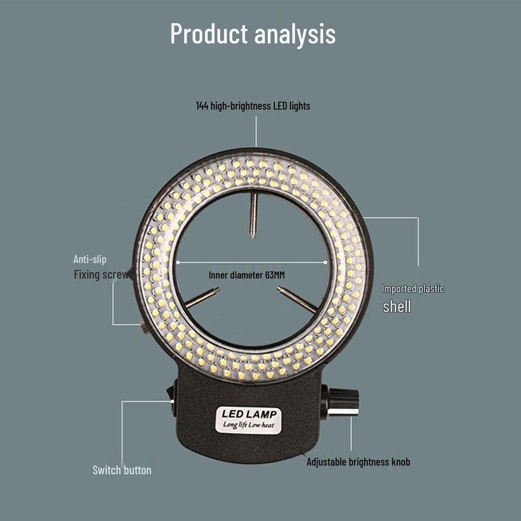 144 LED Microscope Ring Light, Adjustable and CE Certified for Industrial Cameras