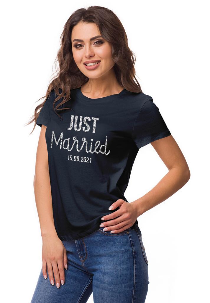 Inkdotpot Personalized Womens Tshirt Top Just Married Wedding  Announcement