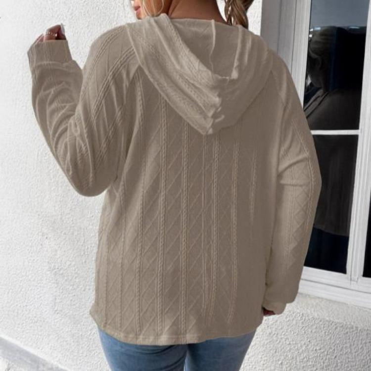 Oversized Hooded Sweatshirt Women Pullover Knit Sweater Casual Fall Top Long Sleeve with Pocket