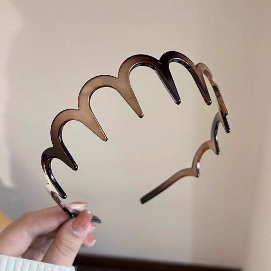 Women Headband Wavy Teeth Secure Hold Non-Stretching Retro Headband Makeup Daily Wear Hair Accessory