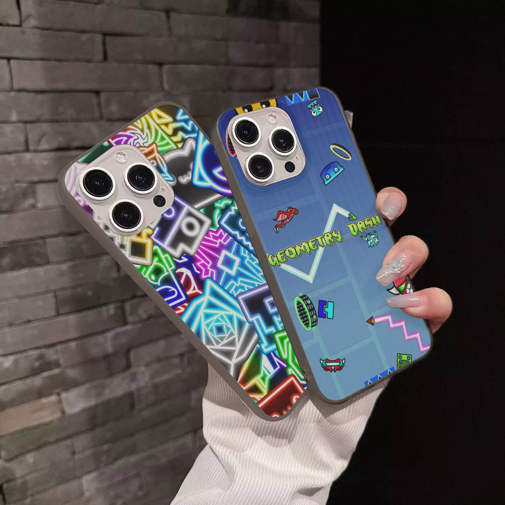 Game Geometry Dash For IPhone 16 15 11 12 13 14 17 Pro Max PLUS Pro Soft Corrugated Silicone Back Phone Case