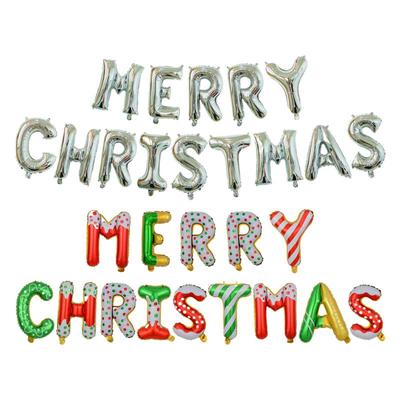 Merry Christmas Foil Balloons Colorful New Year Balloons Wall Banner Set For Home Holiday Party Background Decoration
