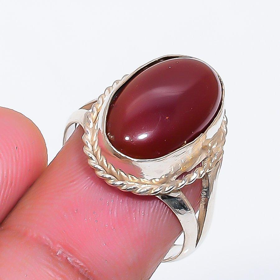 Natural Carnelian Gemstone Handmade 925 Sterling Silver Jewelry Ring Size 8 ZS-1637