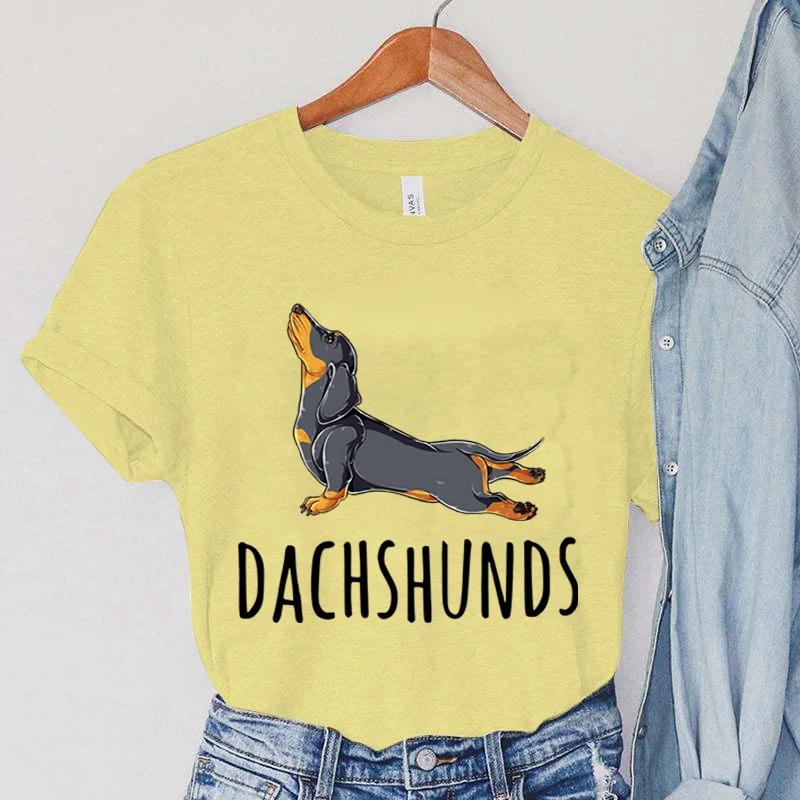Stretching Dachshunds Women Short Sleeve Graphic Tshirt Summer Harajuku Hip Hop Dog Clothing Women Fashion Dachshunds TShirts