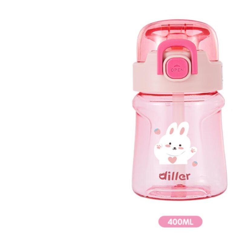 Diller Portable Glass Water Bottle with Straw