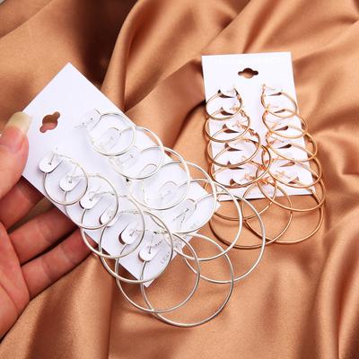 6Pairs/Set Fashion Circle Hoop Dangle Earrings Pendant for Female Daily Outfits