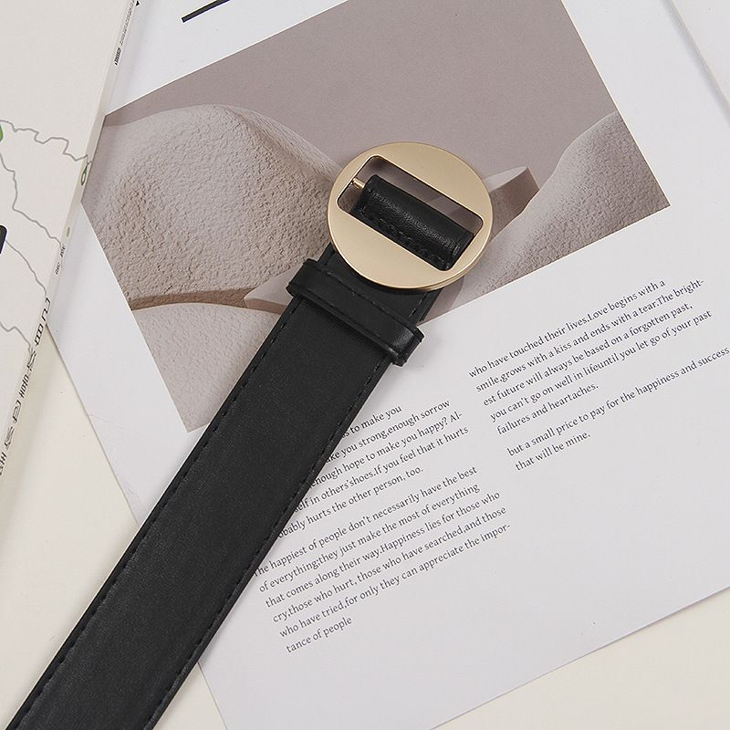 

Черный ПУ Модный Женский Ремень С Уникальной Круглой Пряжкой Модный И Функциональный Для Всех Случаев чёрный