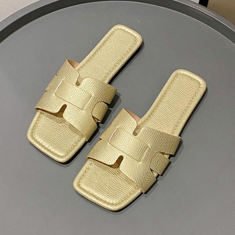 

Ношение плетеной модной пляжной обуви на плоской подошве и сандалий для верхней одежды 38 золотой