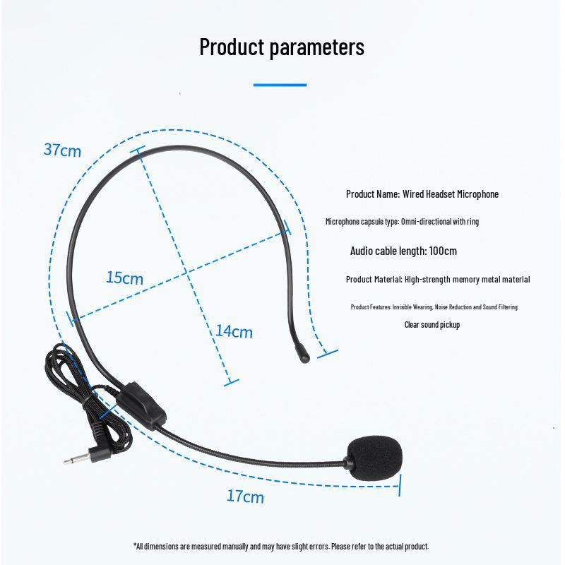 Compact Teacher Megaphone with Headset Mic and Cable for Tour Guides