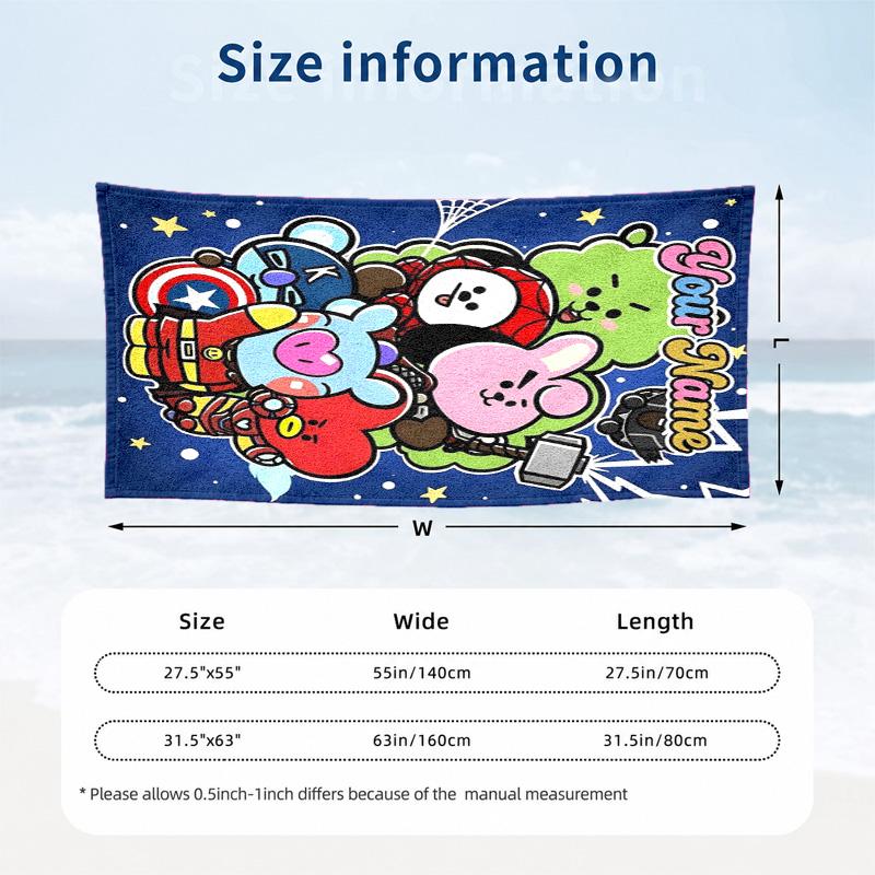 BT21 Custom Name Beach Towels Also Serve As Bath Towels Summer Essential a Musthave for the Outdoors the Beach and the Pool