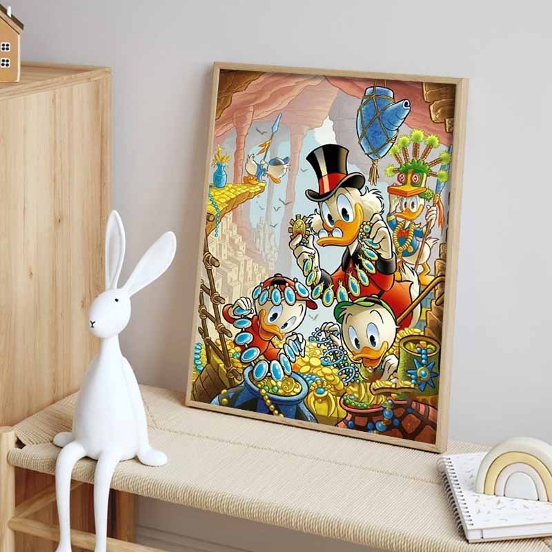 Disney 5D DIY Diamond Painting Decoration Set Scrooge McDuck Treasure Hunt Theme Illustration Diamond Embroidery Rhinestone Cross Stitch Kit Handmade