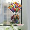 2D Flat Glass-Style Colorful Acrylic Hot Air Balloon and House Desktop Decoration, Suitable for wall Decoration, porch, Room, Villa, accents Home, Hal