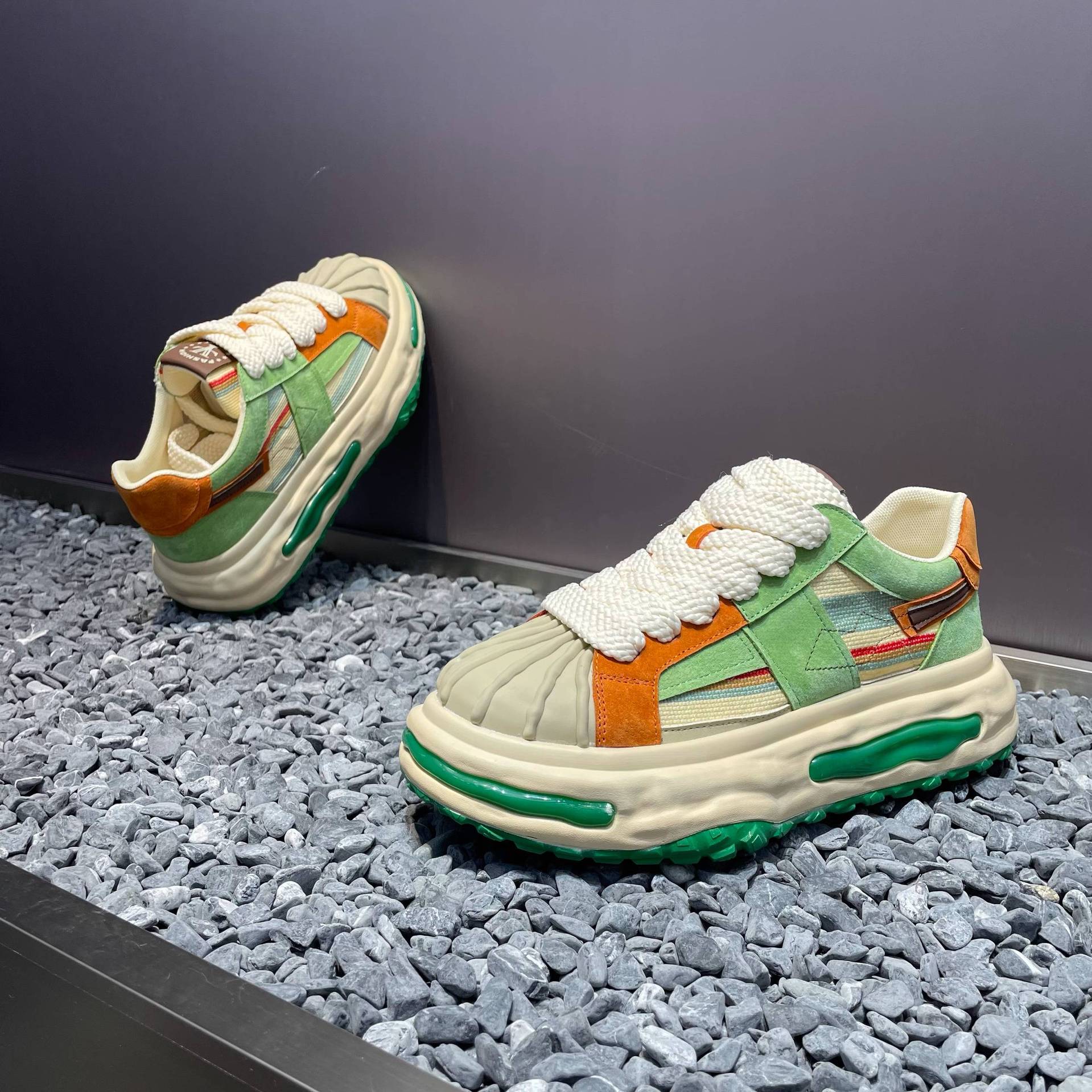 

Mens Shoes Spring New Fashion Trend Casual Board Shoes Platform Heightening Trend Lace-Up Casual Sneakers 44 зелёный