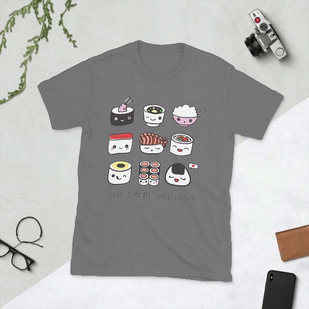 Novelty Best Choice Sushi Cute Food TShirts for Unisex Crewneck Cotton T Shirt Short Sleeve Tee Shirt Summer Tops