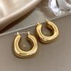 Chunky Chubby Stainless Steel Earrings for Women Simple Fashion Punk Gold Plated U-Shaped Hoop Earrings Waterproof Jewelry