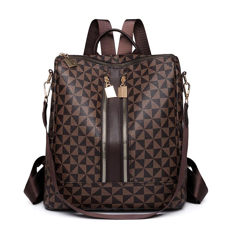 

Vintage Leisure Women s Backpack PU Diamond lattice Shoulder Bag Large Capacity Anti-theft Multi-purpose Backpack For Outings