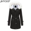 BITCED Autumn/Winter Detachable Fur Collar Women's Parka Long-Sleeved Hooded Cotton Coat Fleece Overcoat
