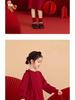 Girls' Long Sleeve Red Woolen Knit Dress – Stylish New Year Outfit for Older Children