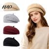 Elegant Winter Gift for Her Knitted Beret Hat Women, Warm Painter Cap, Fleece Daily Commuting Lined, Cozy Solid Color Artist Cold Weather Breathable