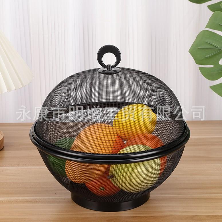 Iron Mesh Fruit Basket With Lid Vegetable Cover Kitchen Supplies Vegetables Fruit Holder  Summer