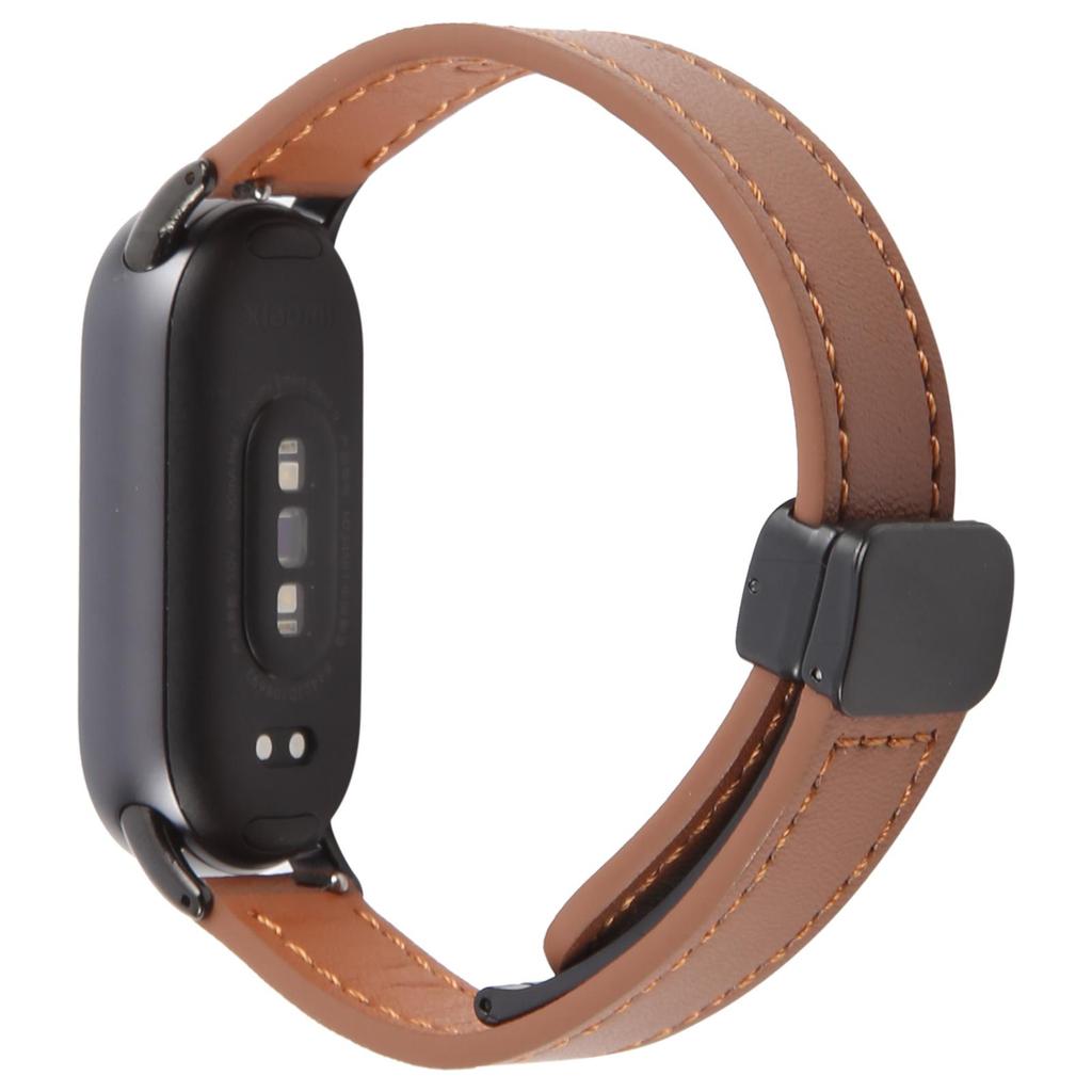 Für Xiaomi Smart Band 9/8 Faltbares Magnetisches Schwarzes Schnallen Mikrofaserleder Uhrenarmband