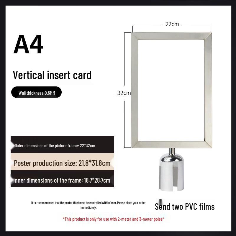 Stainless Steel Ret retractable Belt Barrier with A4 Sign Holder