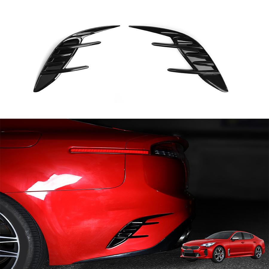 For Kia Stinger 2018- 2PCS Auto Black Front Fog Lamp Air Outlet Cover Trim Exterior Styling Decoration Accessories LHD/RHD