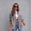 Women's Medium-length Raw Edge Hole Denim Jacket Fall and Winter Long-sleeved Casual Lapel Tops